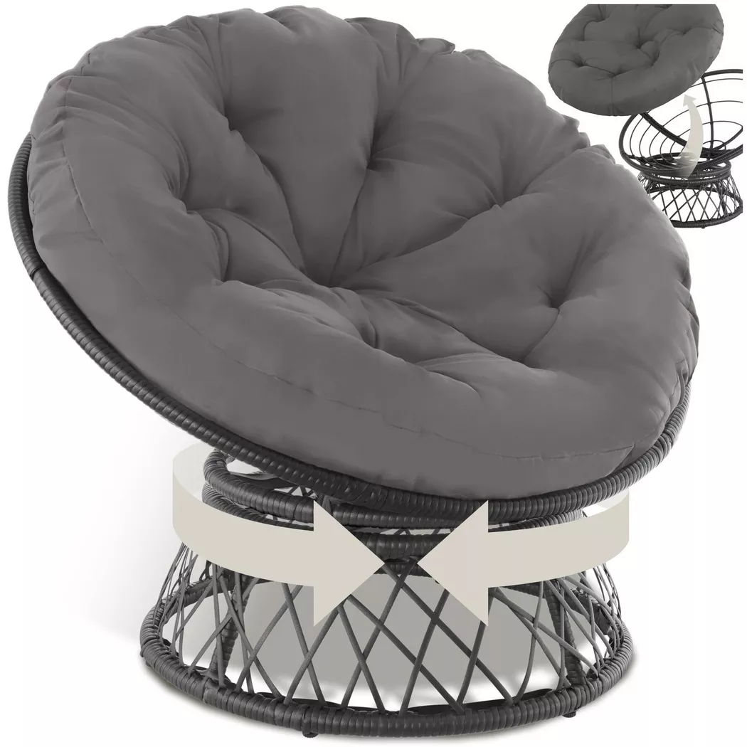 tectake® Rattansessel, drehbar, UV-beständig, 92 x 80 x 80,5 cm