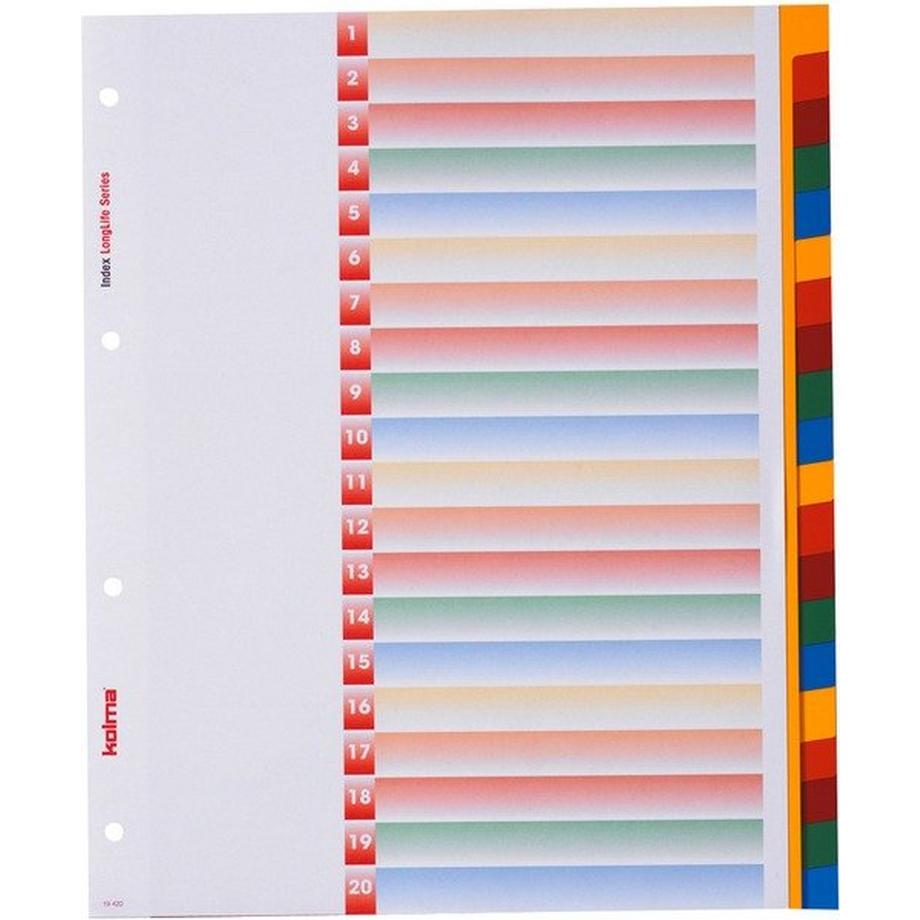 Kolma  KOLMA Register LongLife XL A4 19.420.20 blanko, 20farb. tabs, 4-Loch 