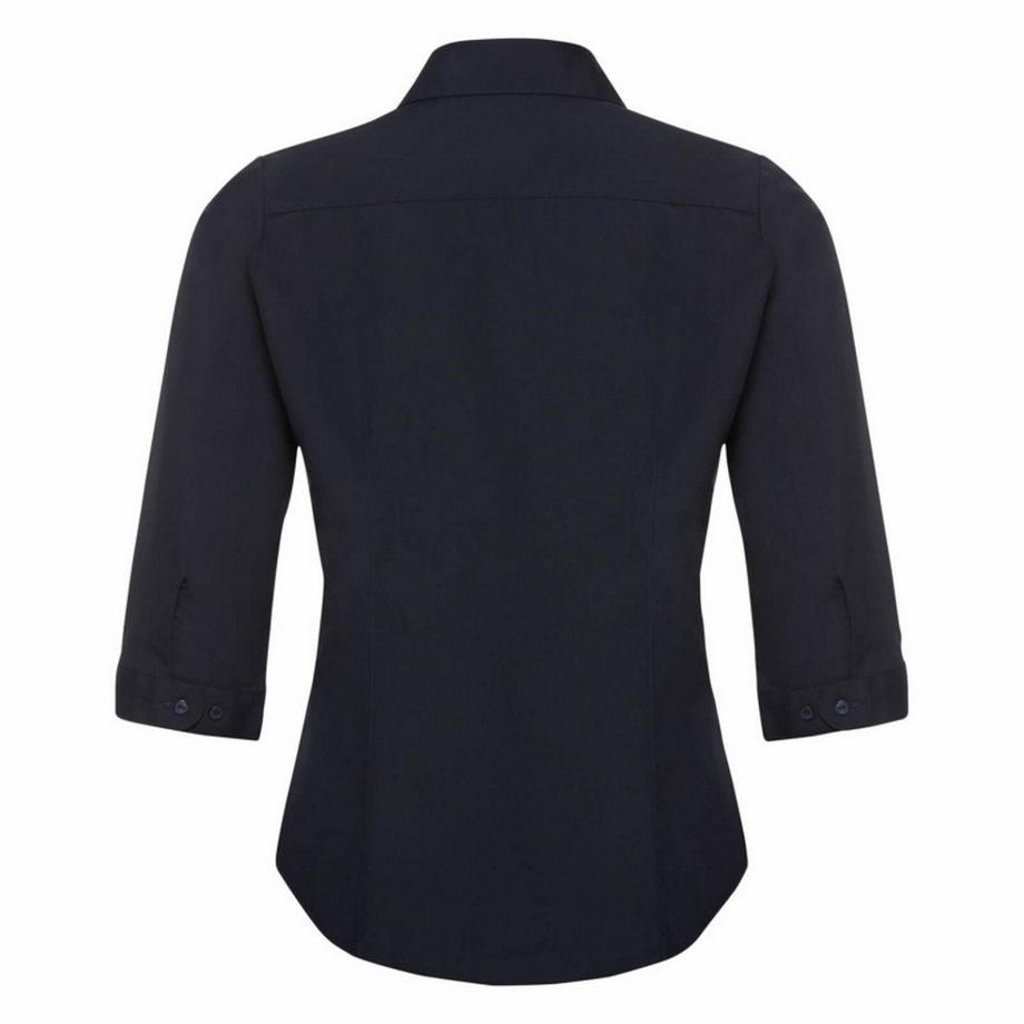 Russell Collection Camicia Popeline Facile Manutenzione Aderente Maniche 3/4  