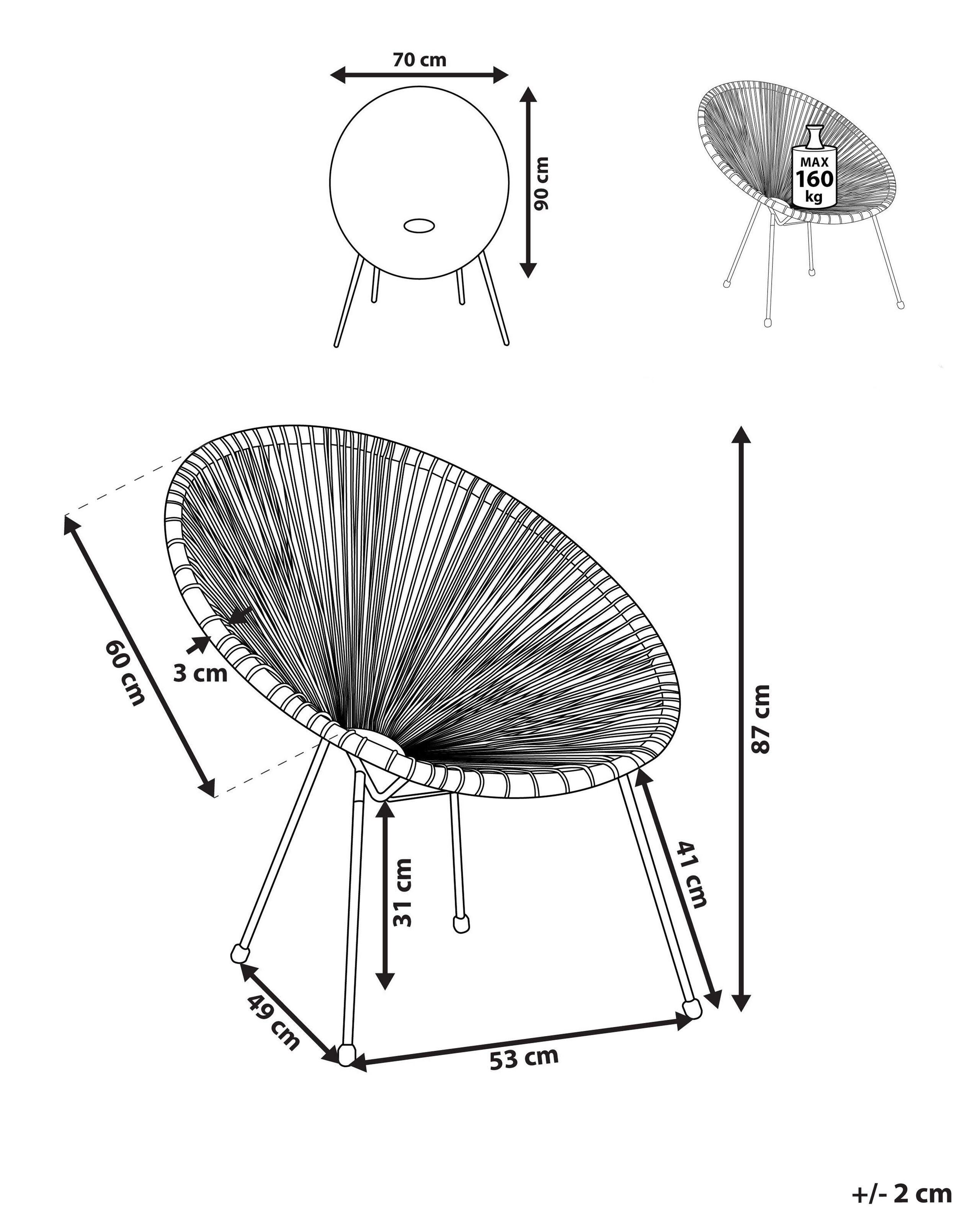 Beliani Chaise de jardin en Polyrotin Moderne ACAPULCO II  