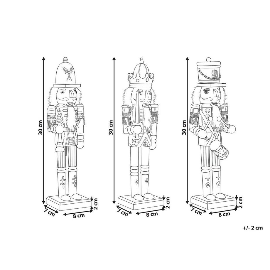 Beliani Dekofiguren 3er Set aus Kiefernholz Klassisch LJUSNAN  