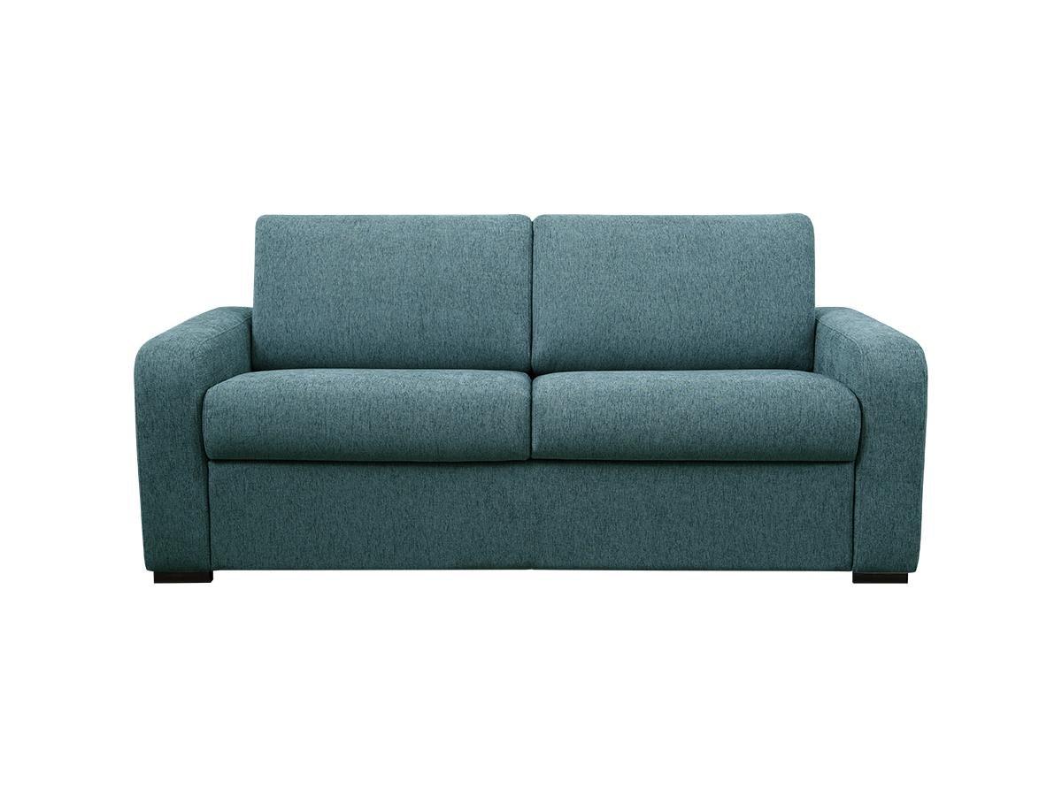 Vente-unique Schlafsofa mit Matratze 4-Sitzer - Liegefläche 160 cm - Matratze 14 cm - Stoff - Blau - BEVIS  