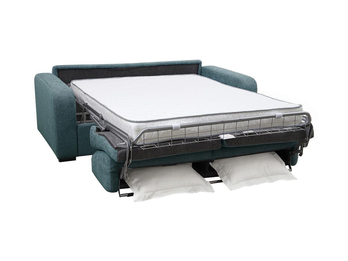 Vente-unique Canapé 4 places convertible express en tissu bleu - Couchage 160 cm - Matelas 14 cm - BEVIS  