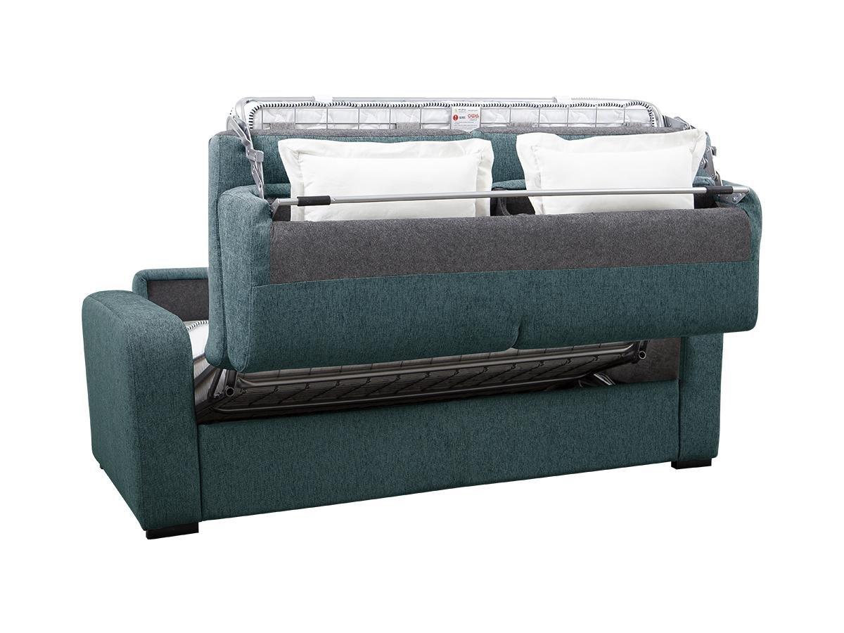 Vente-unique Canapé 4 places convertible express en tissu bleu - Couchage 160 cm - Matelas 14 cm - BEVIS  