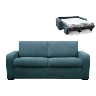 Vente-unique Canapé 4 places convertible express en tissu bleu - Couchage 160 cm - Matelas 14 cm - BEVIS  