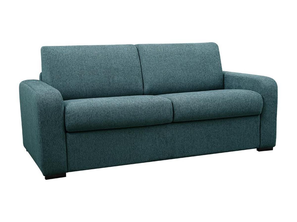 Vente-unique Schlafsofa mit Matratze 4-Sitzer - Liegefläche 160 cm - Matratze 14 cm - Stoff - Blau - BEVIS  