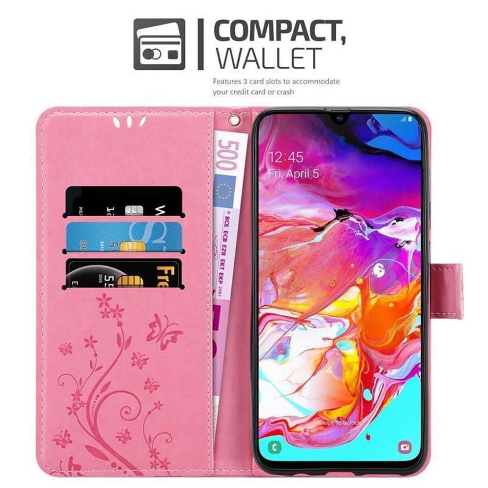 Cadorabo  Hülle für Samsung Galaxy A70  A70s Blumen Design Magnetverschluss 