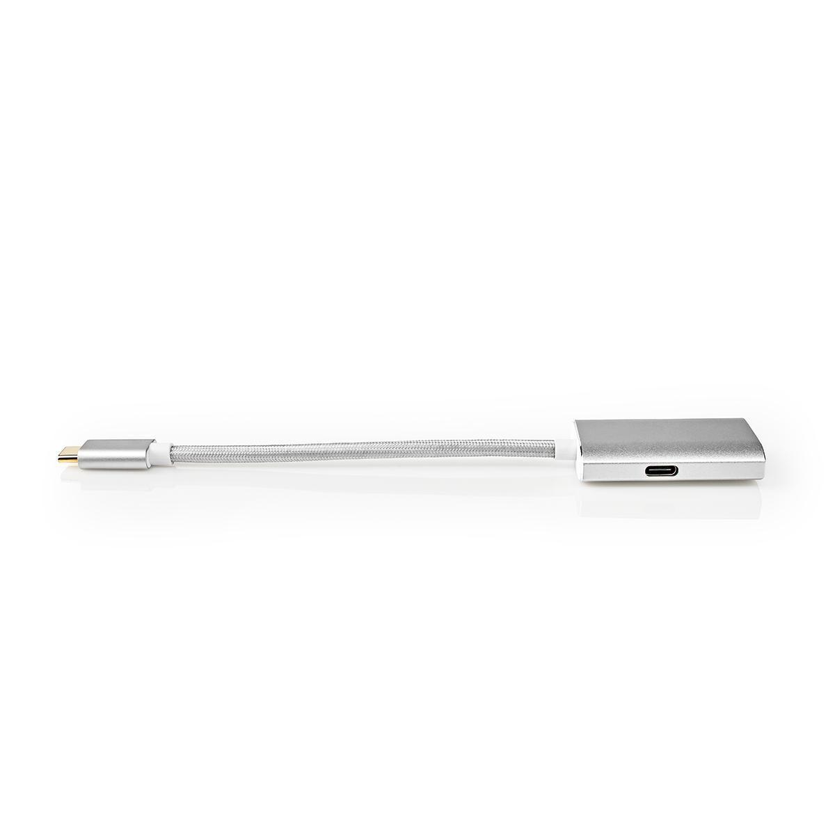 Nedis  USB-C™ Adapter | USB 3.2 Gen 1 | USB-C™ Stecker | HDMI™ Buchse | 4K@60Hz | Stromversorgung | 0,20 m | Rund | Vergoldet | Geflochten / Nylon | Silber | Box mit abgedecktem Fenster 