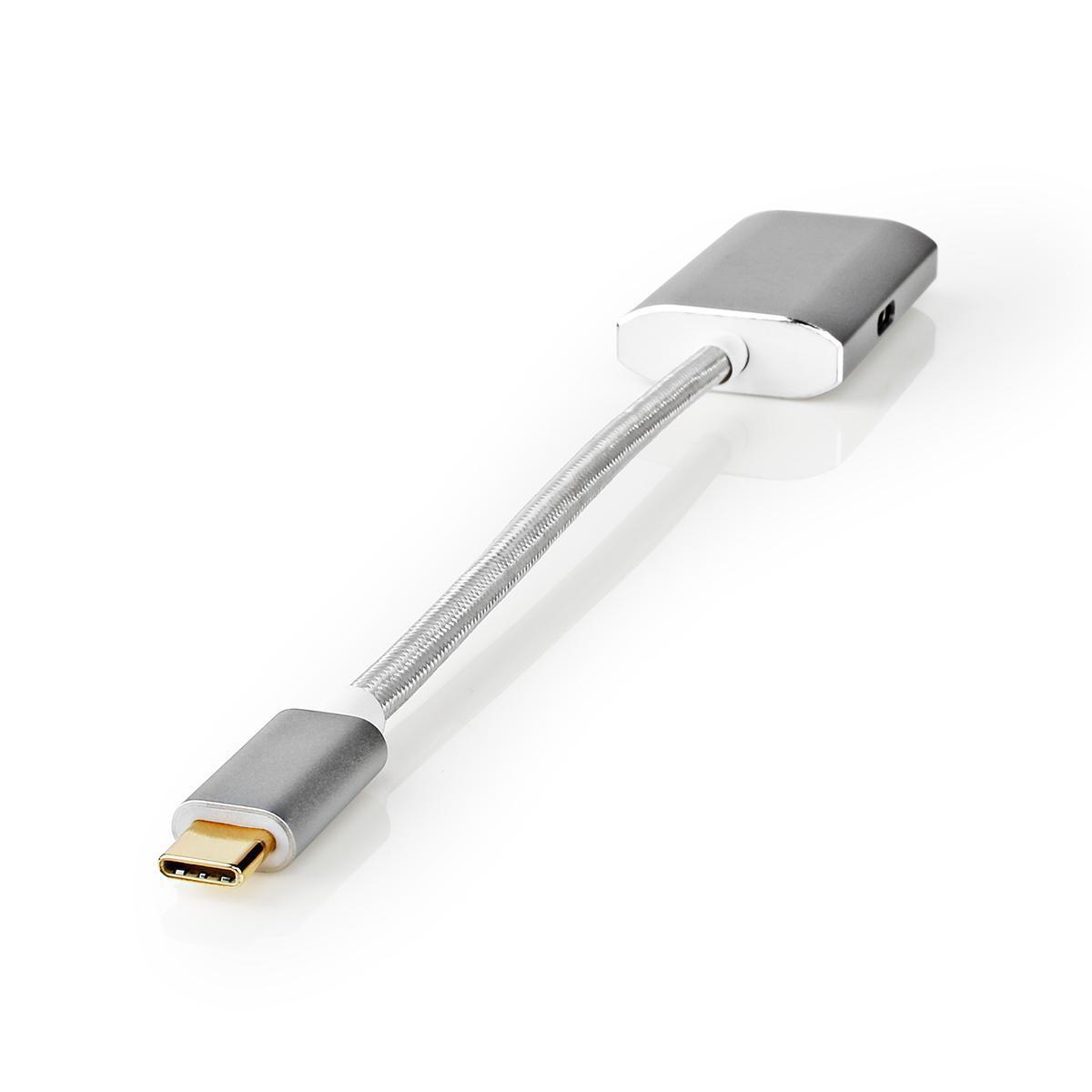 Nedis  USB-C™ Adapter | USB 3.2 Gen 1 | USB-C™ Stecker | HDMI™ Buchse | 4K@60Hz | Stromversorgung | 0,20 m | Rund | Vergoldet | Geflochten / Nylon | Silber | Box mit abgedecktem Fenster 