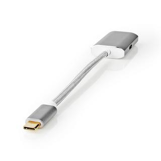 Nedis  USB-C™ Adapter | USB 3.2 Gen 1 | USB-C™ Stecker | HDMI™ Buchse | 4K@60Hz | Stromversorgung | 0,20 m | Rund | Vergoldet | Geflochten / Nylon | Silber | Box mit abgedecktem Fenster 