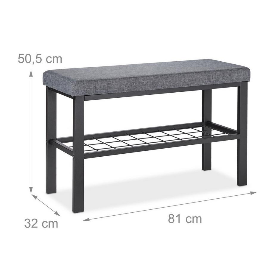 B2X Bank mit Schuhablage in Schwarzgrau  