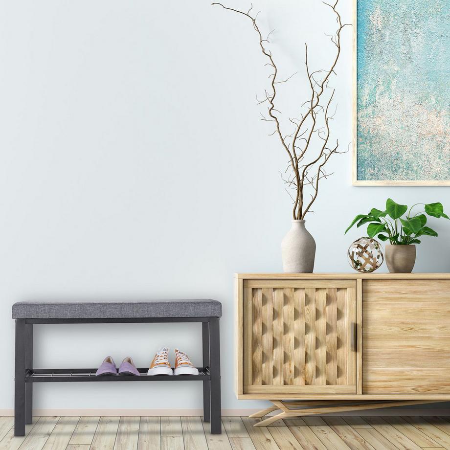 B2X Bank mit Schuhablage in Schwarzgrau  