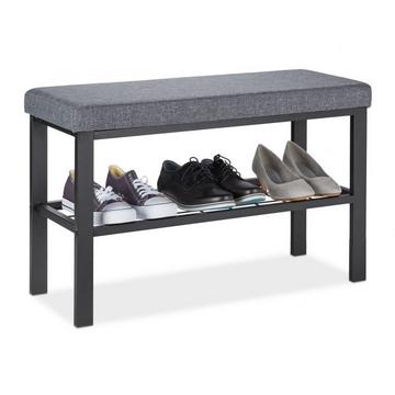 Banc avec rangement pour chaussures en noir-gris