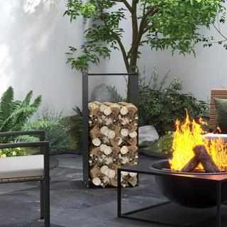 Northio Portalegna da ardere 36 x 30 x 90 cm portalegna con manici, portalegna per esterni, interni, fino a 30 kg, acciaio, nero  