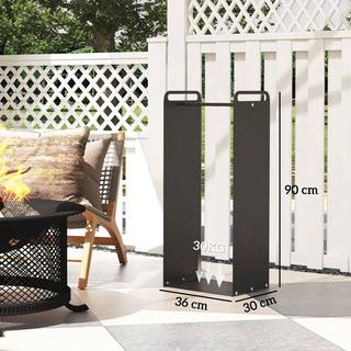 Northio Portalegna da ardere 36 x 30 x 90 cm portalegna con manici, portalegna per esterni, interni, fino a 30 kg, acciaio, nero  