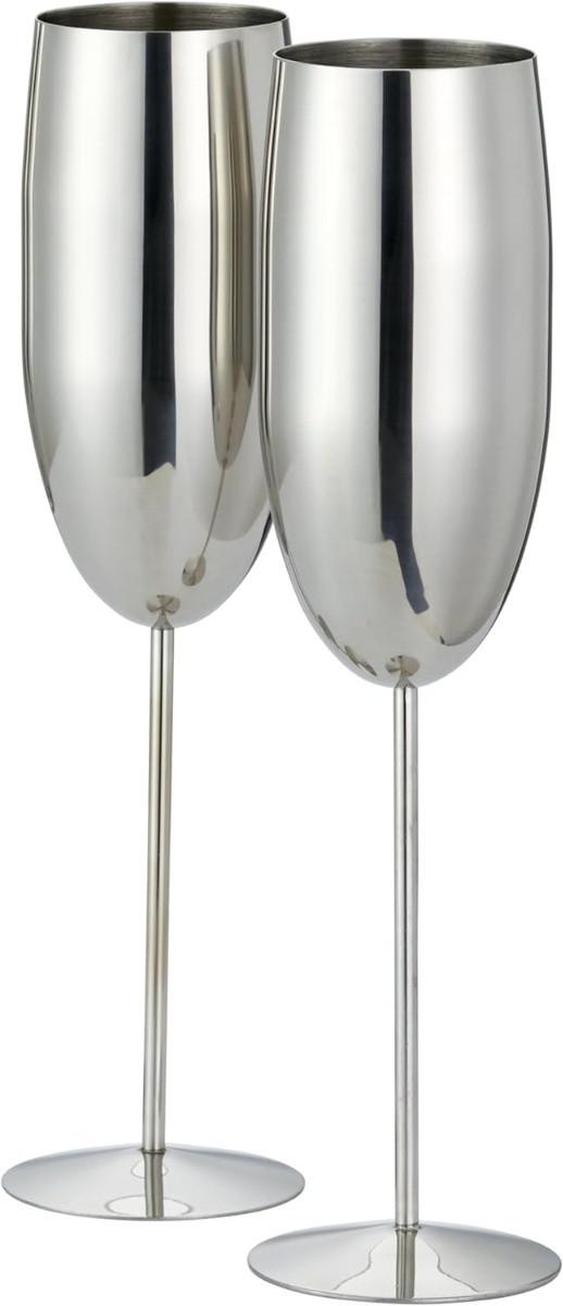 Oak & steel Acier inoxydable Flûtes à champagne Argent Lot de 2  