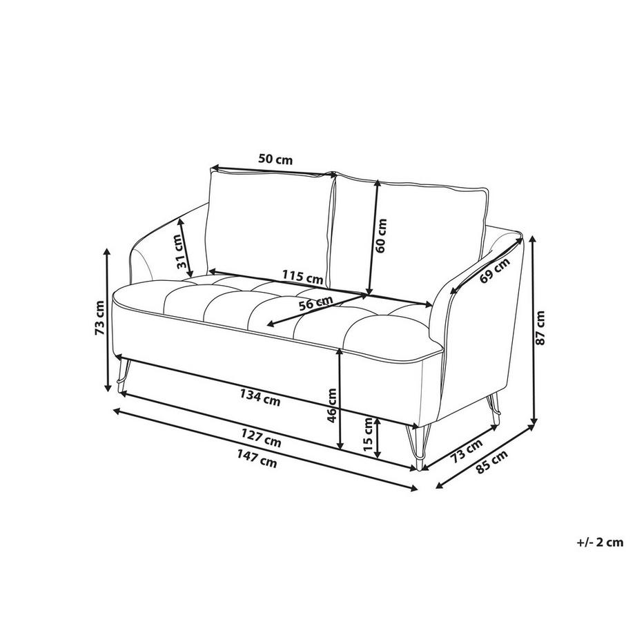 Beliani 2 Sitzer Sofa aus Stoff  HOBRO  