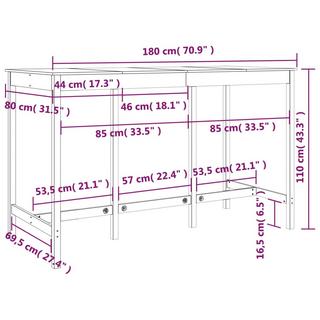 VidaXL Bartisch kiefernholz  