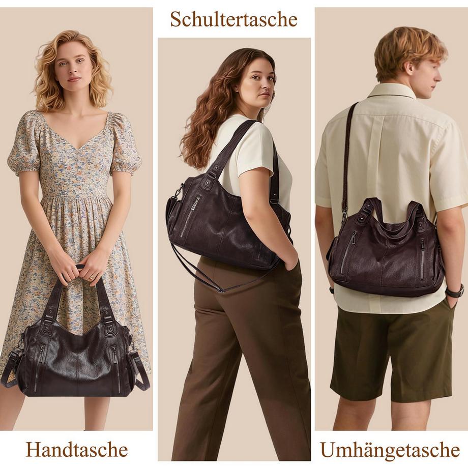 Only-bags.store Grosse Vintage Style Shopper Schultertasche  