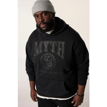 Hoodie, oversized, Kapuze, Vintage Look, Brustprint