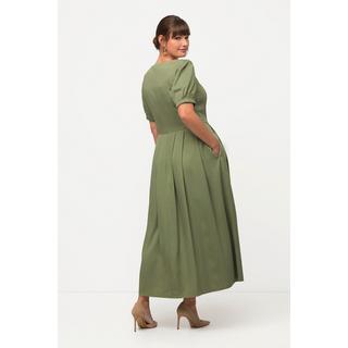 Ulla Popken  Midikleid, Jeansoptik, Rundhals, Puff-Halbarm 