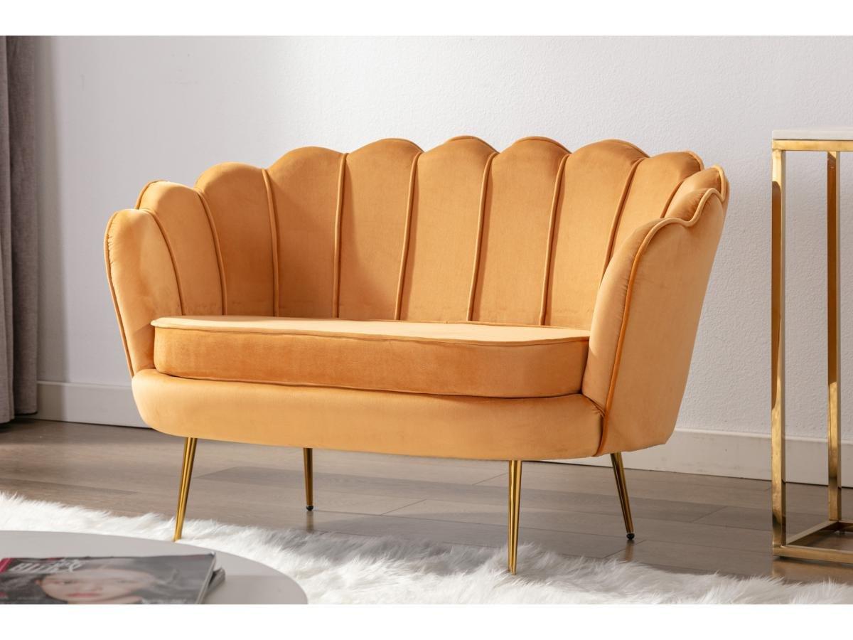 PASCAL MORABITO Couchgarnitur Muschel 2+1 - Samt - Senfgelb - DANDELION  