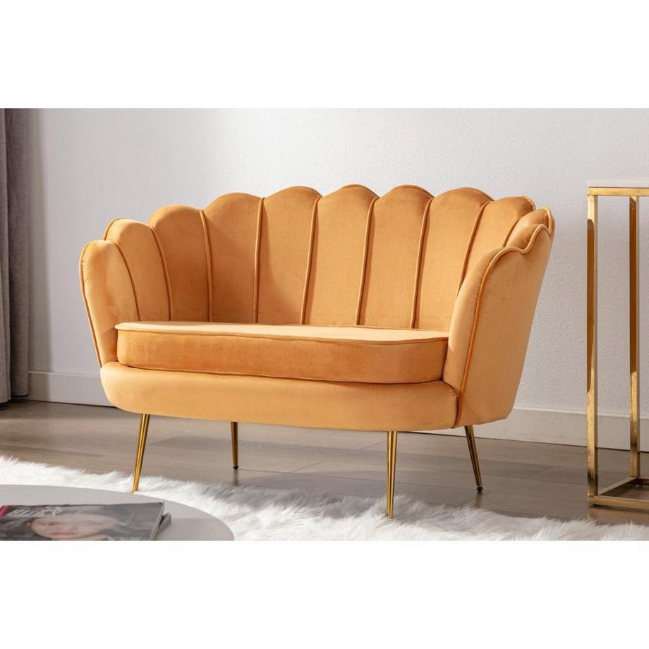 PASCAL MORABITO Couchgarnitur Muschel 2+1 - Samt - Senfgelb - DANDELION  