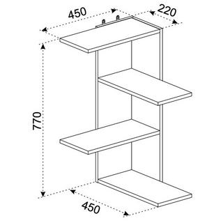 VCM Holzregal hängend | platzsparendes Regal | Maße:  H. 77 x B. 45 x T. 45 cm | Elegantes Regal hängend | Aufbewahrungsregal | Bücherregal | Wandboard -  