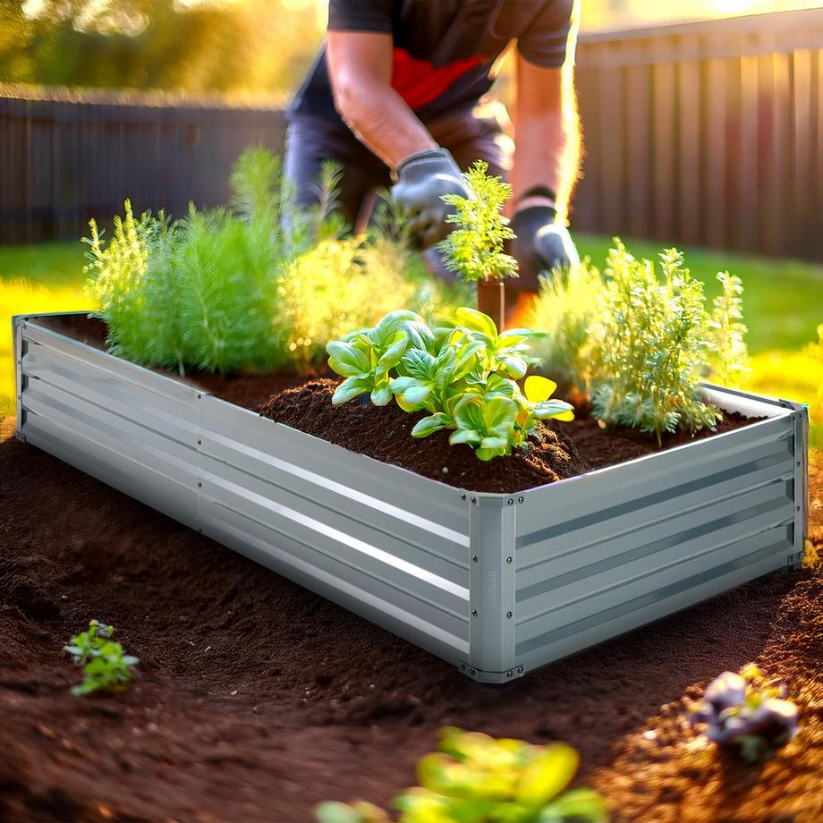 Arebos Metall Hochbeet Gartenbeet Pflanzbeet Rostfrei  