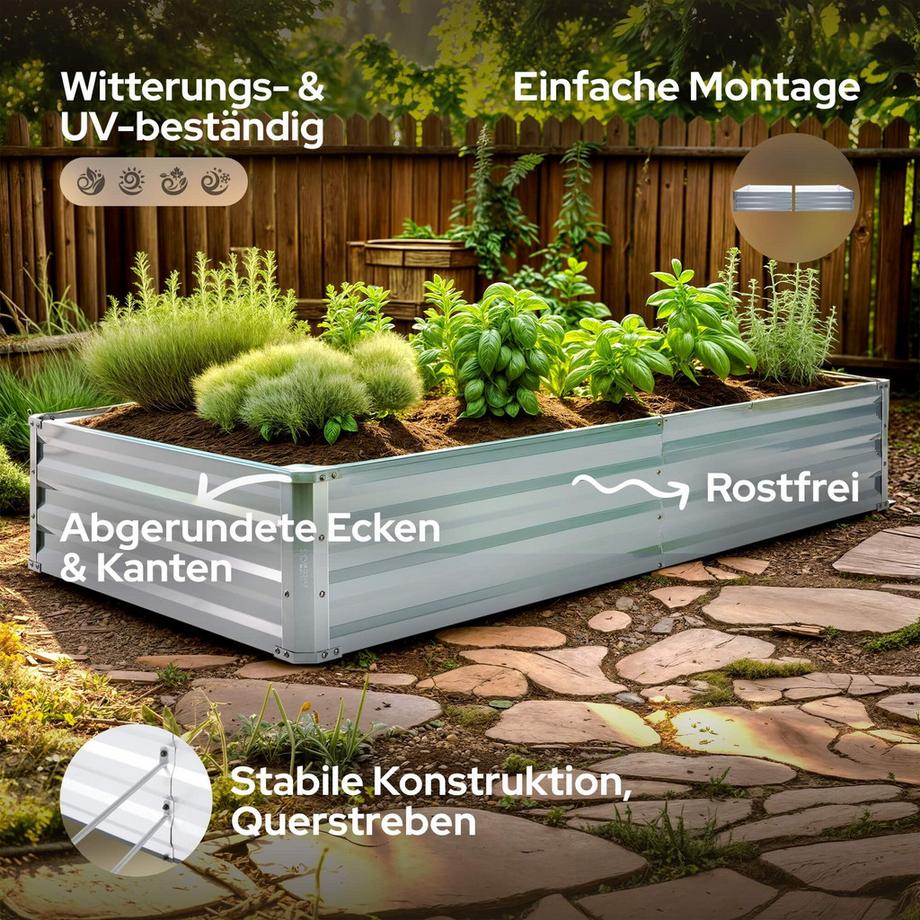 Arebos Metall Hochbeet Gartenbeet Pflanzbeet Rostfrei  