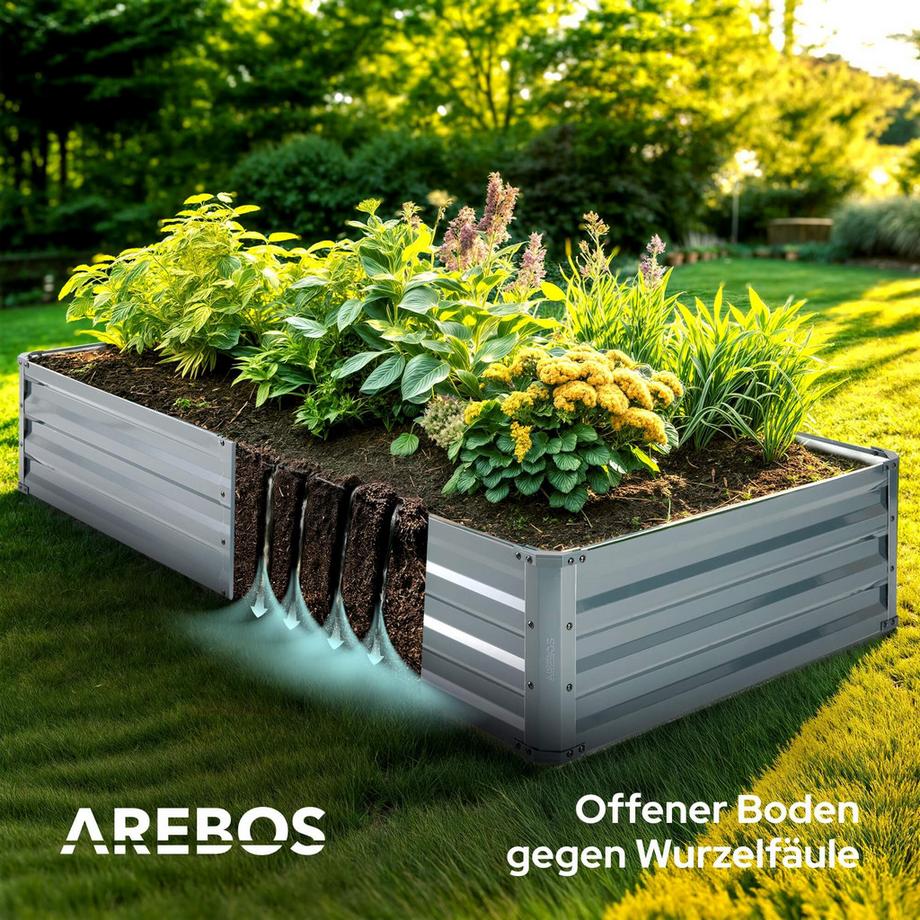 Arebos Metall Hochbeet Gartenbeet Pflanzbeet Rostfrei  