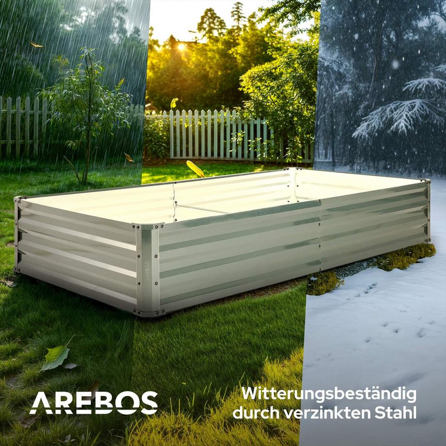 Arebos Metall Hochbeet Gartenbeet Pflanzbeet Rostfrei  