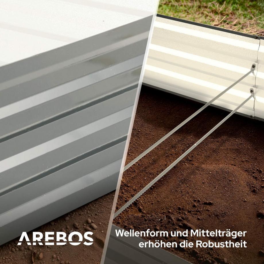 Arebos Metall Hochbeet Gartenbeet Pflanzbeet Rostfrei  