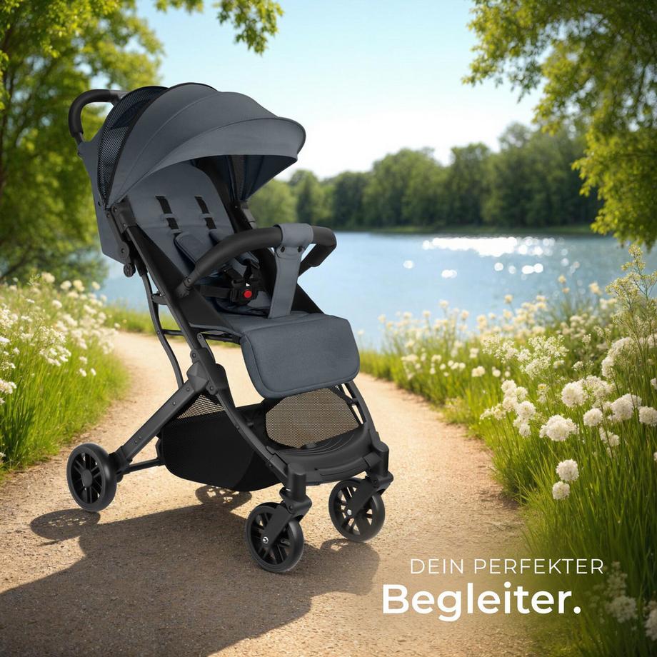 Tectake  Poussette buggy FINN pliage à une main avec harnais à 5 points, frein de stationnement et arceau de sécurité 