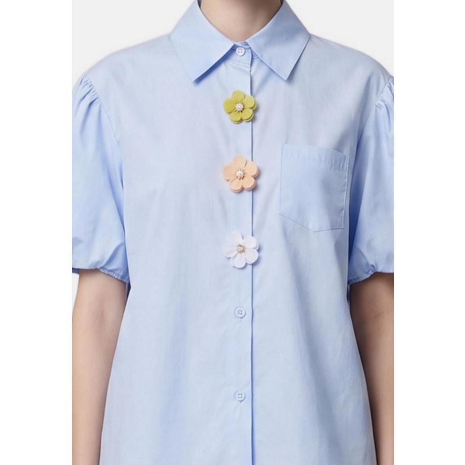 Chiara Ferretti Blusa con bottoni e applicazioni floreali  