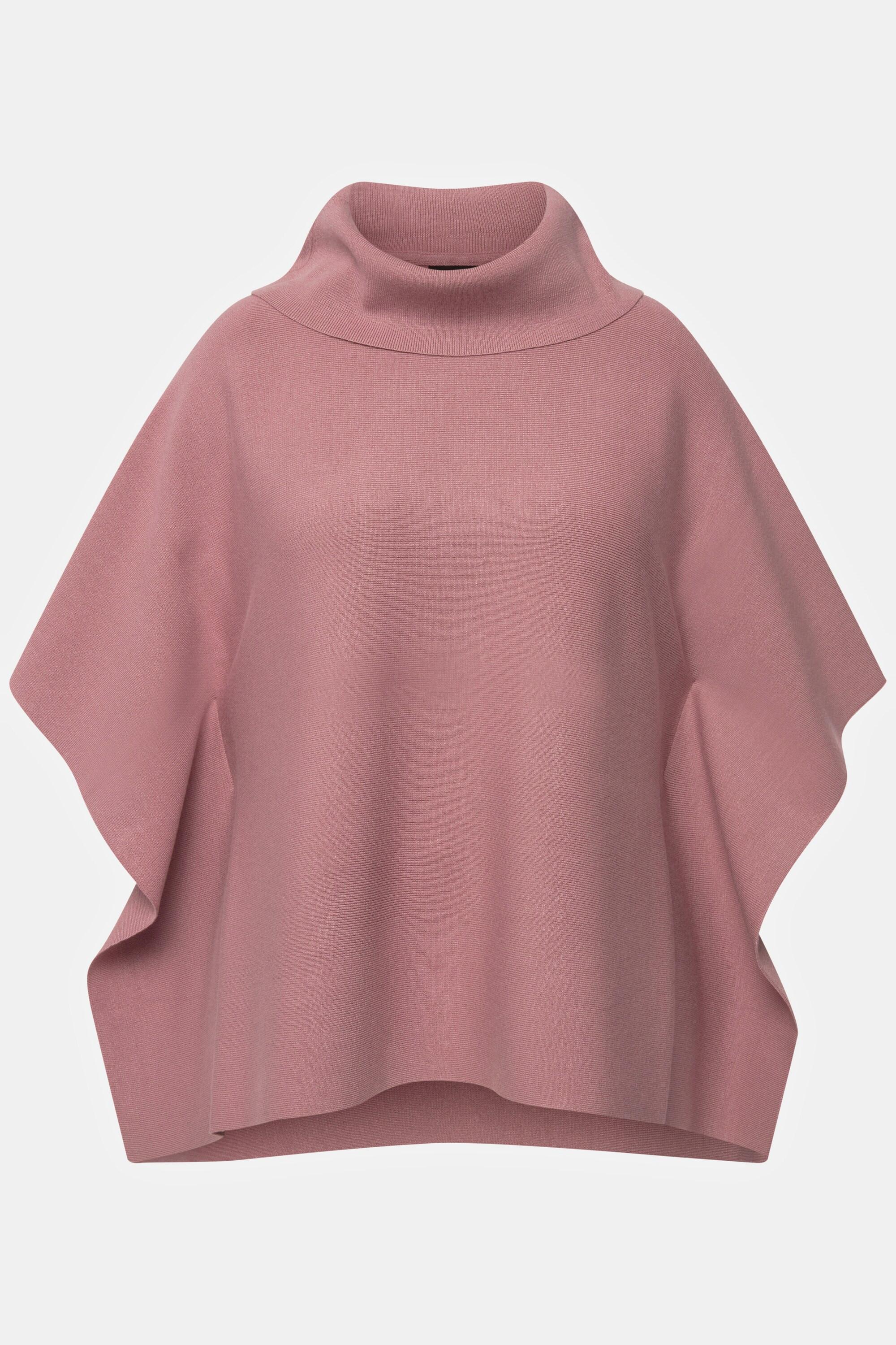 Ulla Popken  Poncho-Pullover, Oversized, Rollkragen, ärmellos 