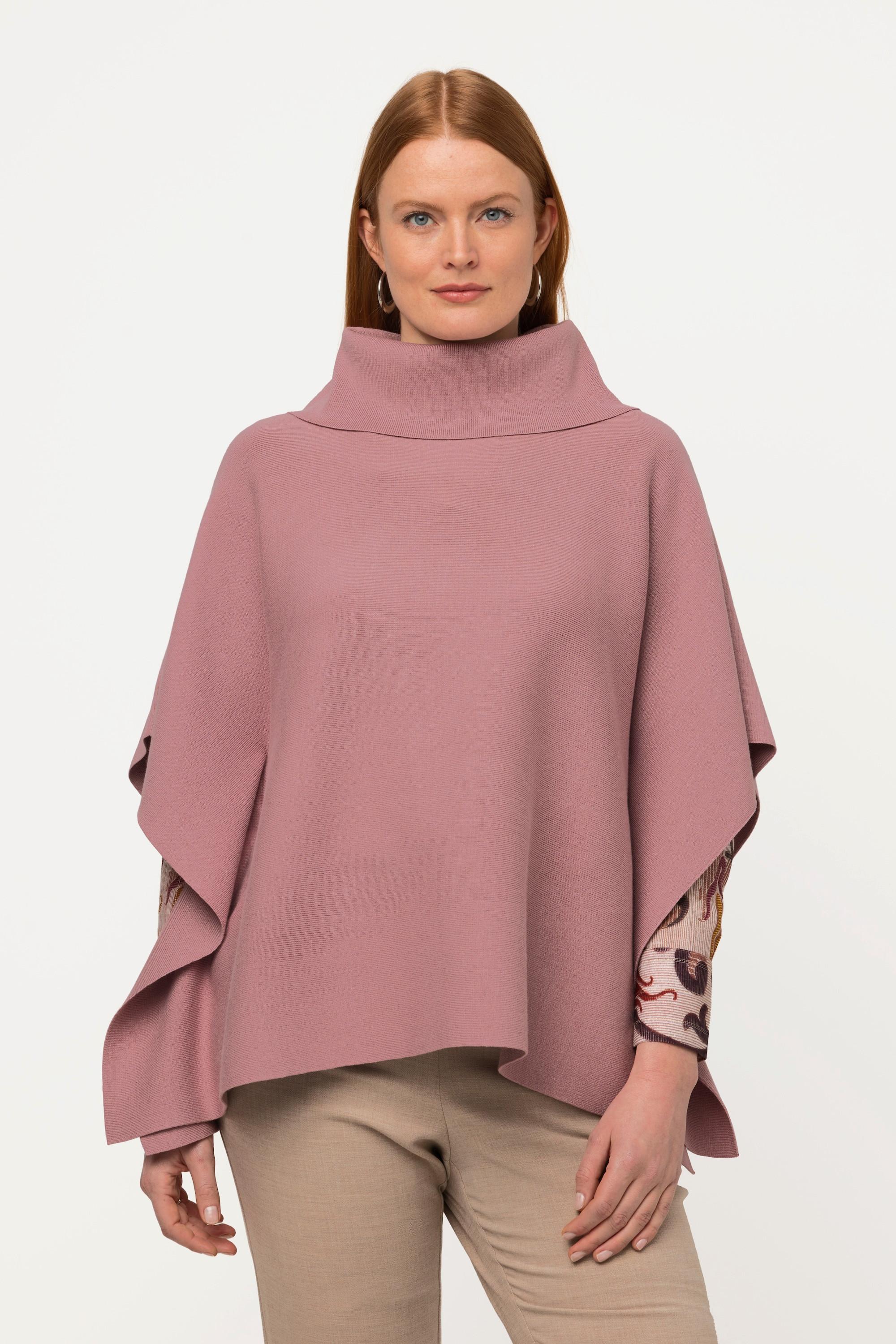 Ulla Popken  Poncho-Pullover, Oversized, Rollkragen, ärmellos 