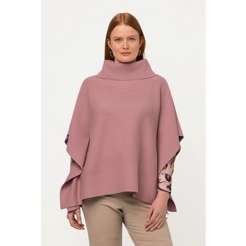 Poncho-Pullover, Oversized, Rollkragen, ärmellos