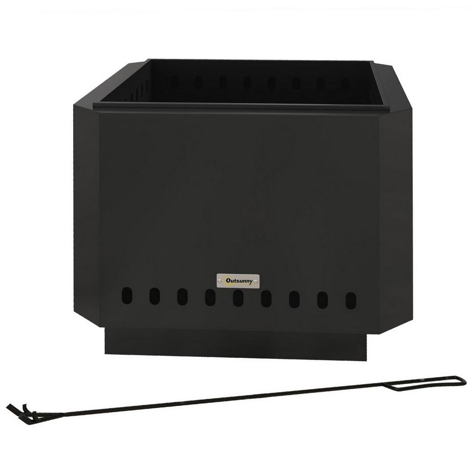 Brasero Carré Brasero Sans Fumée Brasero Avec Table De Poker Feu Pour Jardin Camping Patio Métal Noir