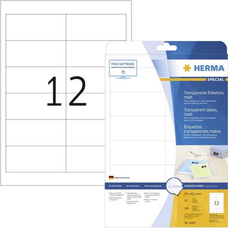 HERMA Folien-Etiketten 97 x 42.3 mm Polyester-Folie Transparent 300 St. Permanent haftend Farblaserdrucker  