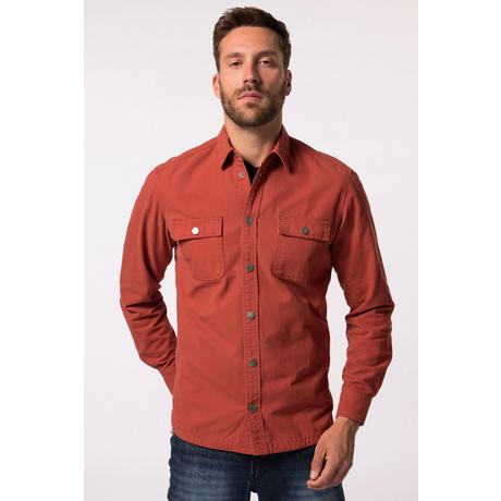 JP1880  Camicia di tela JP1880 dalla vestibilità moderna con maniche lunghe e colletto ad apertura inglese terracotta 