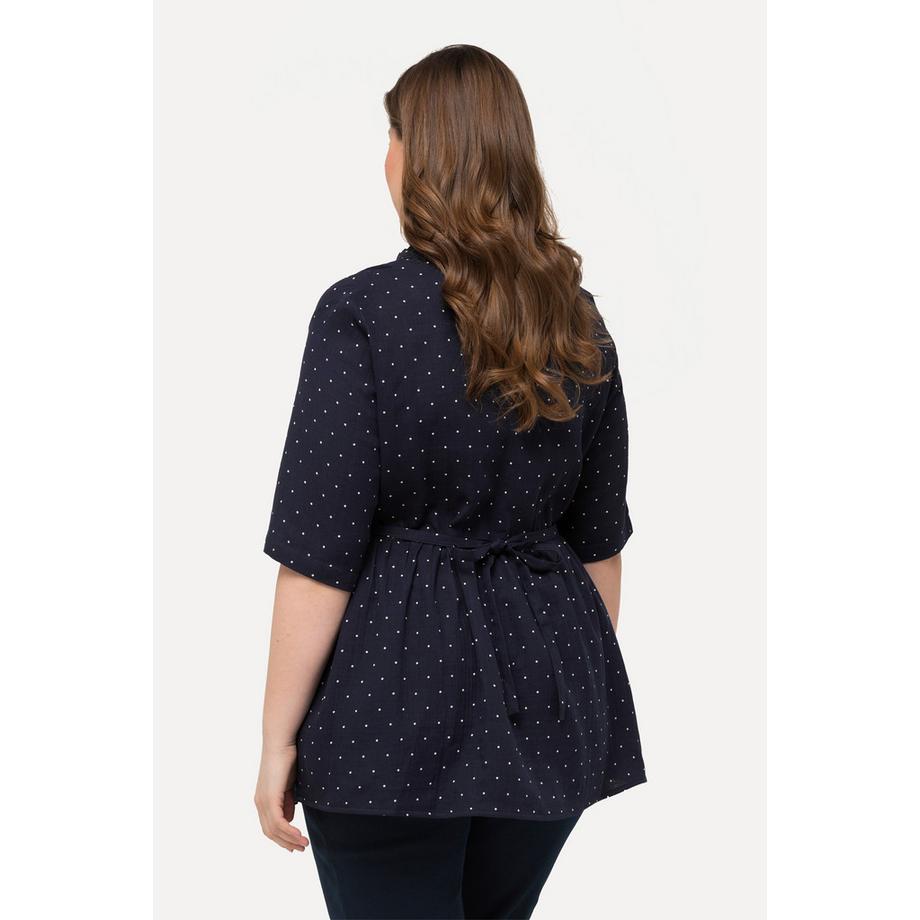 Ulla Popken Tunica Bellieva Taglio Svasato Mussola Scollo Rotondo Mezze Maniche  