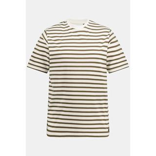 JP1880  T-shirt a righe con scollo a girocollo e mezze maniche 