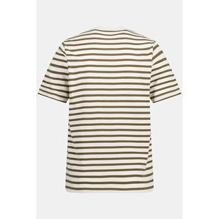 JP1880  T-shirt a righe con scollo a girocollo e mezze maniche 