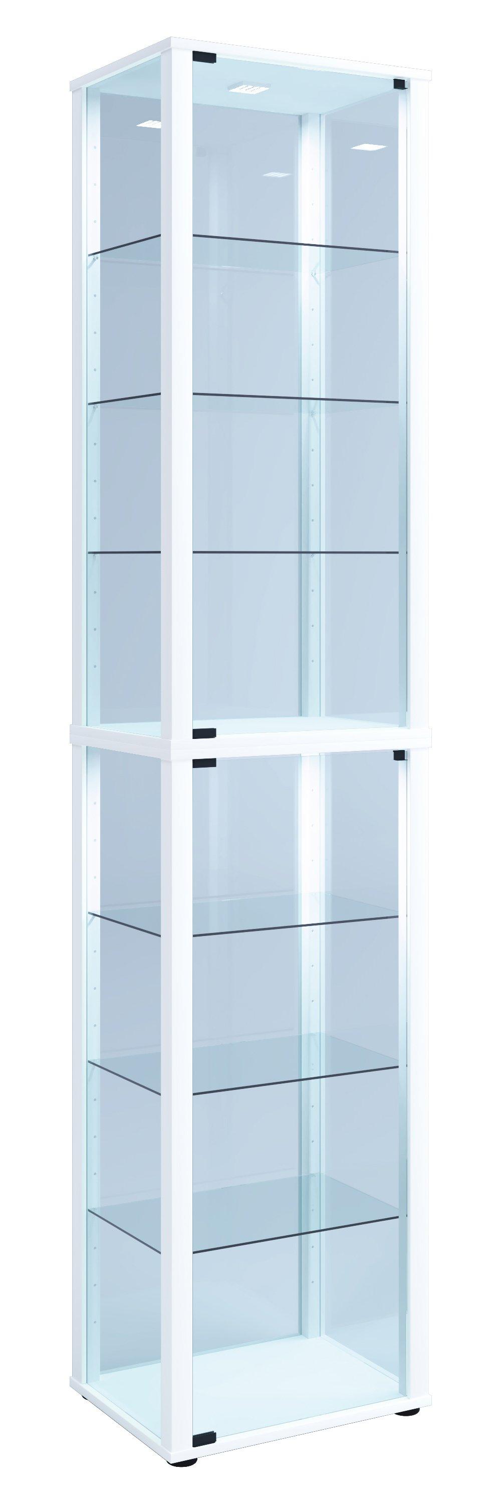 VCM Glasvitrine stehend | Vitrine Glas mit ESG-Sicherheitsglas | Maße ca. H. 227 x B. 50 x T. 38 cm | Standvitrine Glas | Modern und platzsparend | Glas  