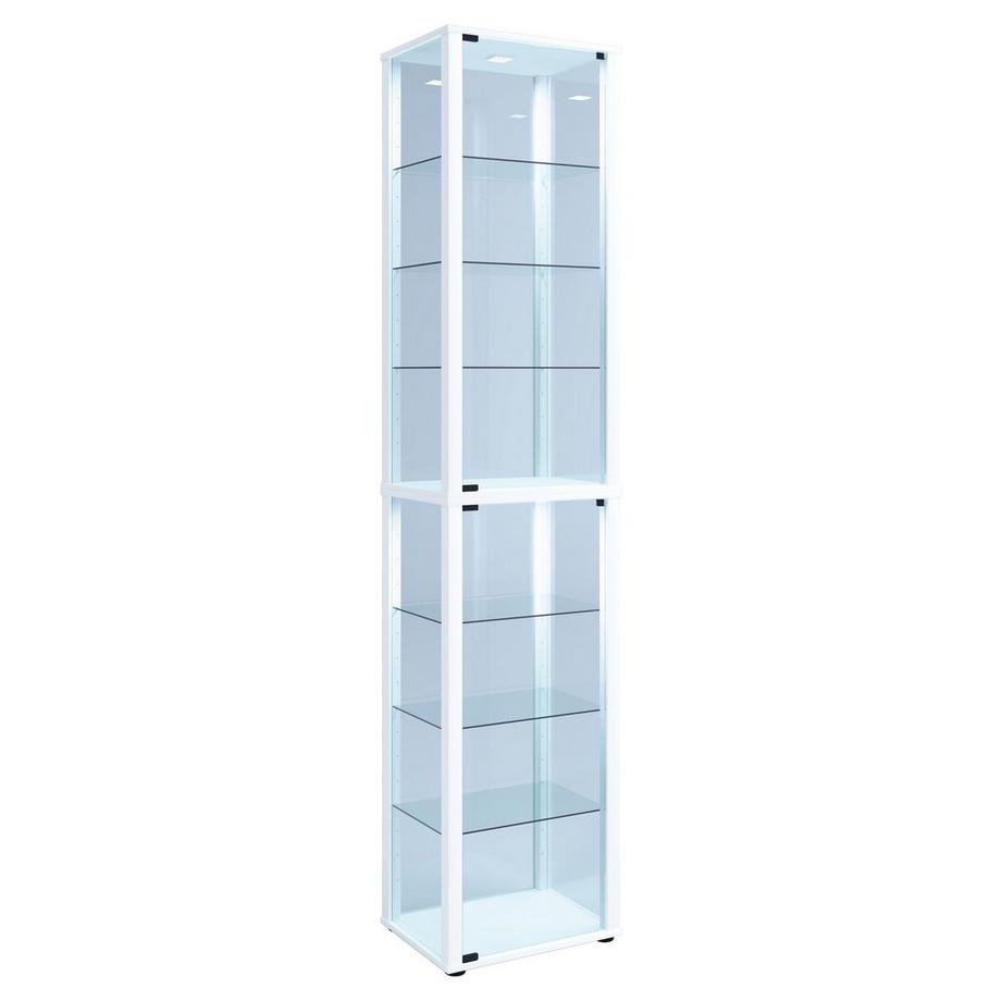 VCM Glasvitrine stehend | Vitrine Glas mit ESG-Sicherheitsglas | Maße ca. H. 227 x B. 50 x T. 38 cm | Standvitrine Glas | Modern und platzsparend | Glas  