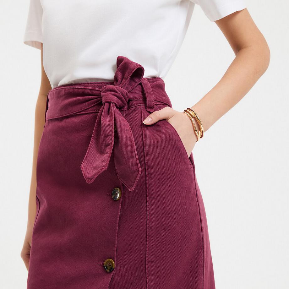 La Redoute Collections Jupe midi portefeuille Twill Coton  