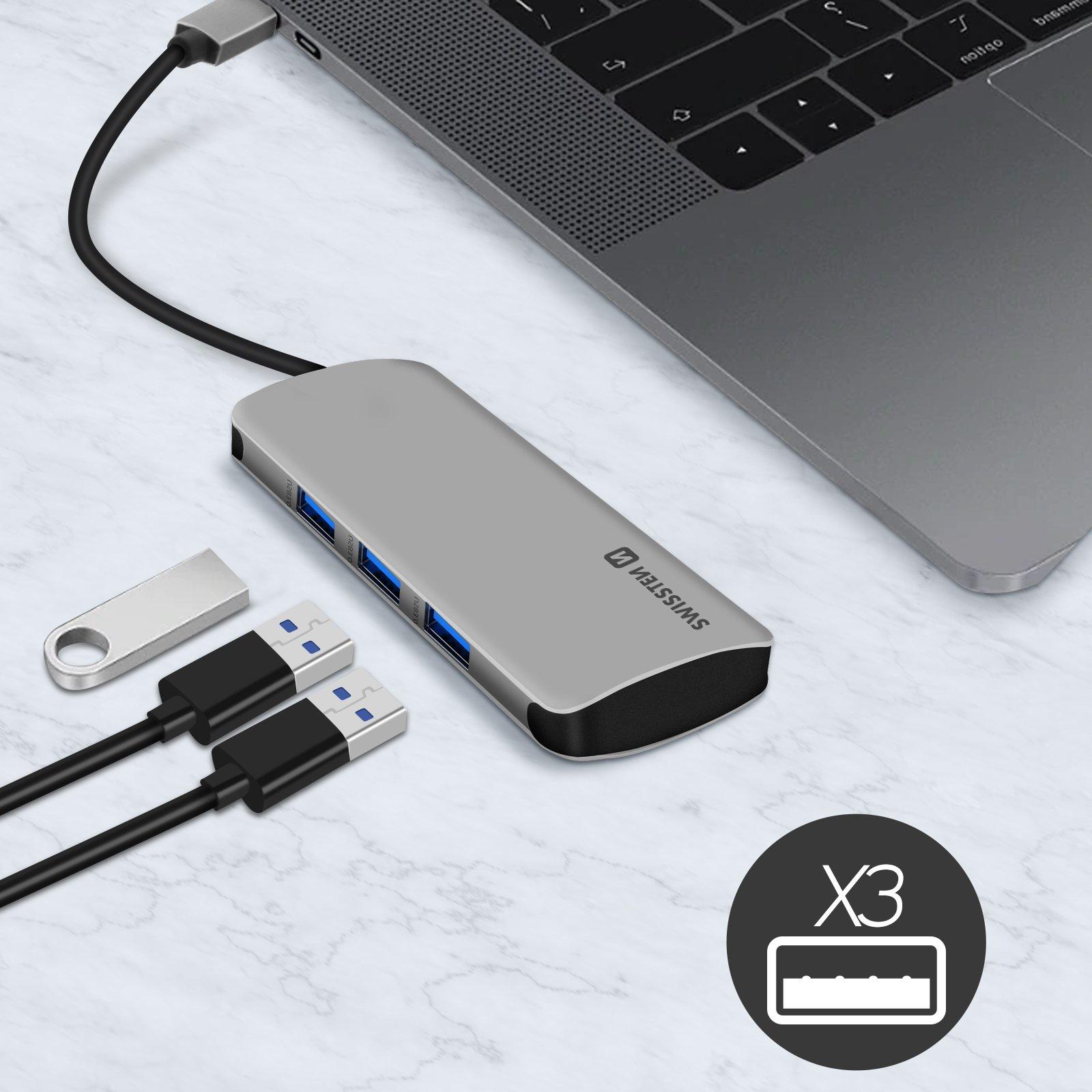 SWISSTEN  HUB USB-C Adaptateur 6 en 1 Swissten 