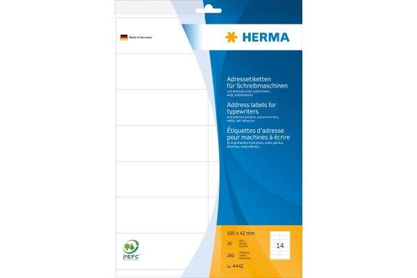 HERMA HERMA Adressetiketten 105×42mm 4442 weiss 280 Stück  