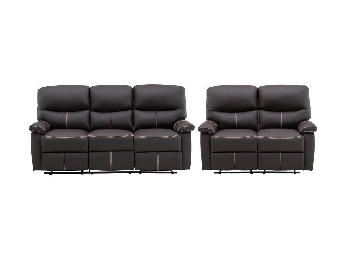 Vente-unique Couchgarnitur Relax 3+2 - Kunstleder - Braun - CANBY  